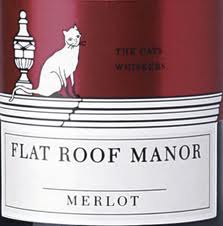 Flat Roof Manor Merlot and its signature cat on the roof