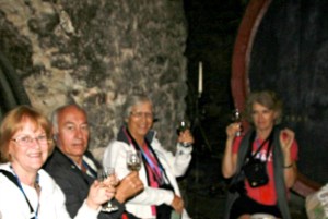 Wine tasting in the dungeon like castle barrel cellar